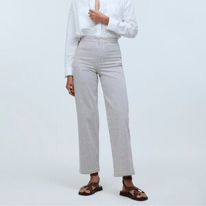 NWT Madewell Size 33 Emmett Wide Leg Crop Pants Purple Stripe Preppy Boho Casual